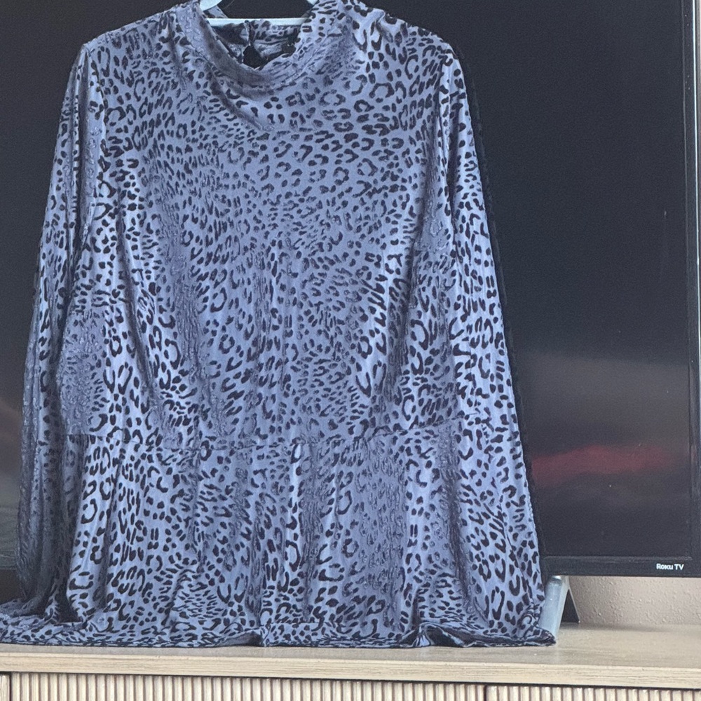 Sheer Leopard Print Long Sleeve Top